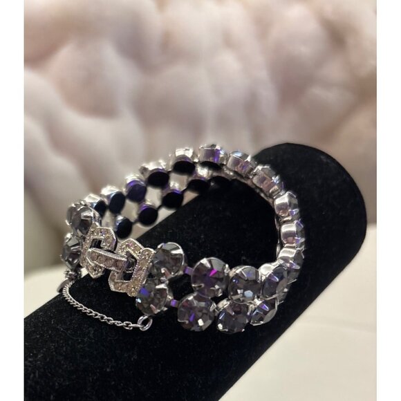 Vintage Weiss Rhinestone Bracelet With Double Row & Clasp Detail Marked sparkles - Picture 13 of 16